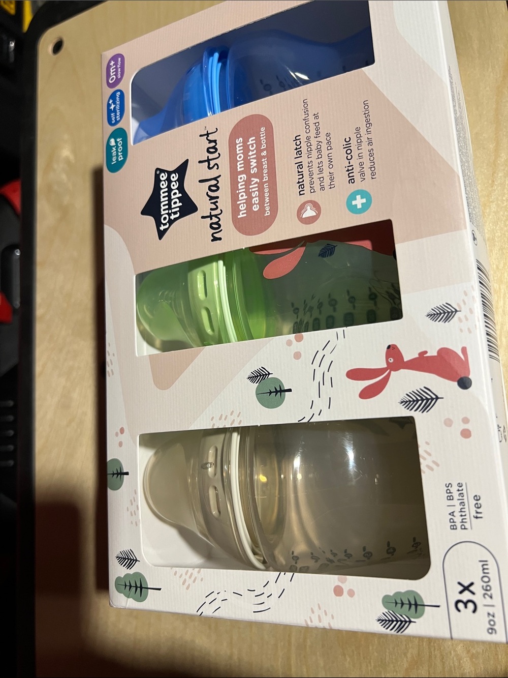 Tommee Tippee Natural Start Baby Bottle Set - Blue, Green, Clear
